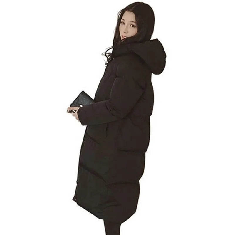Oem Hooded Ladies Coat Long Coats Parka Oversize Black Jackets Mid-long Women's Winter Thick Jackets &amp; Coats