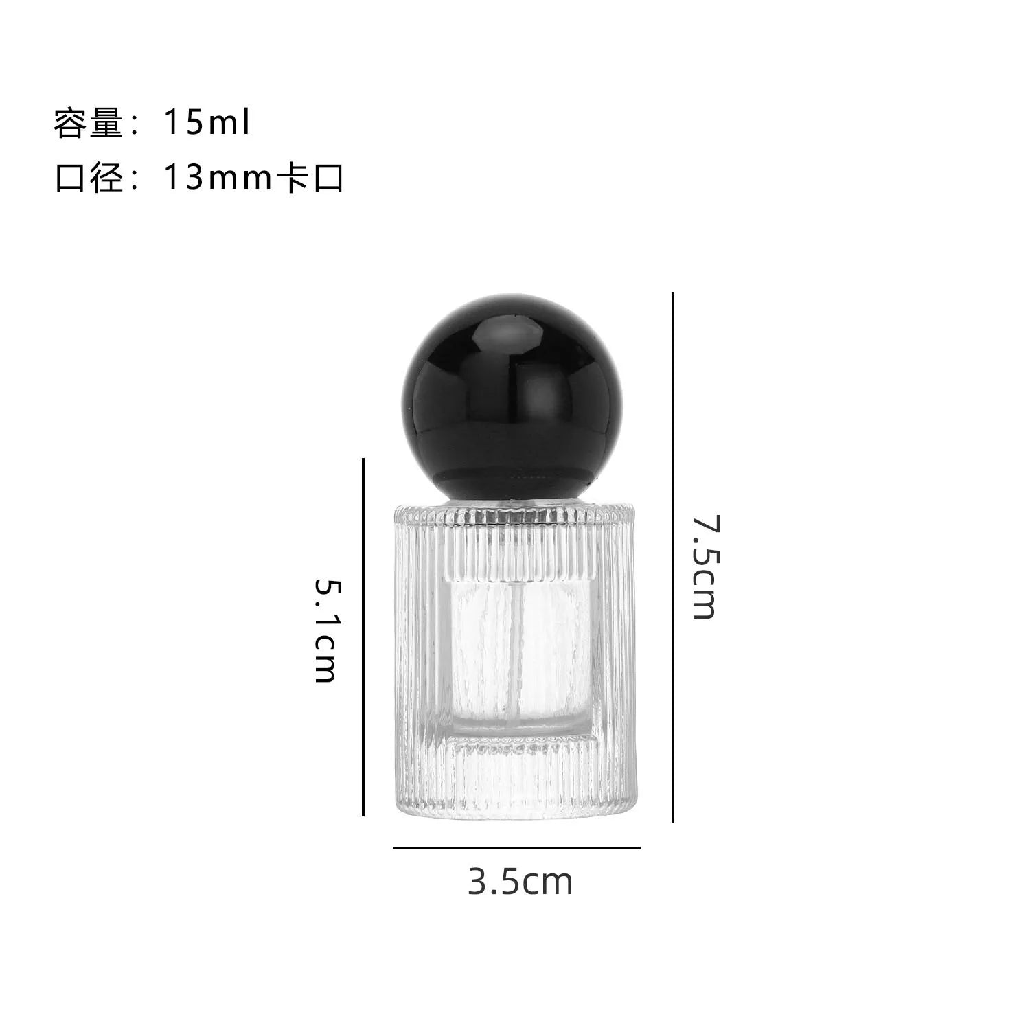 Wholesale Small Size Luxury Portable 15ml Empty Glass Perfume Bottle with 13mm Neck Spray