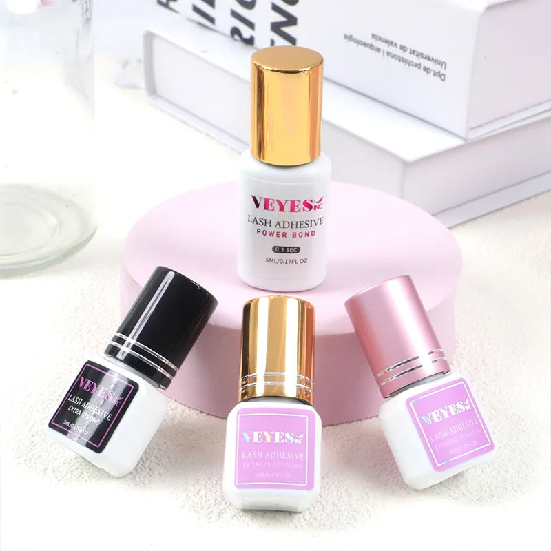 VEYES Luxury Mini Bulk Packaging Black Eyelash Extensions Custom Fast Strong Liquid Lash Glue Private Label Waterproof Vegan