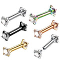 Latest Style 14k Titanium Zircon Double Head Earrings with 16g Diamond F136 G23 Body Jewelry Piercing Straight Bar