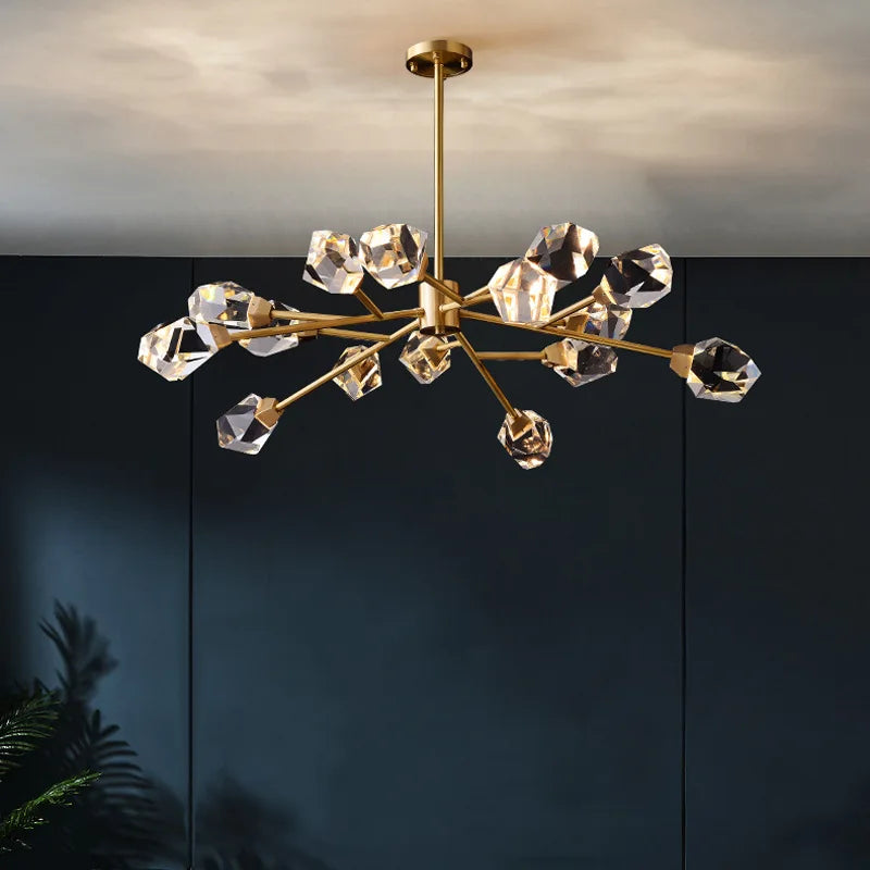 Modern LED Crystal Chandelier Ceiling Chandeliers Brass Hanging Lamp for Living Room Bedroom Luxury Home Decor Indoor Lighting