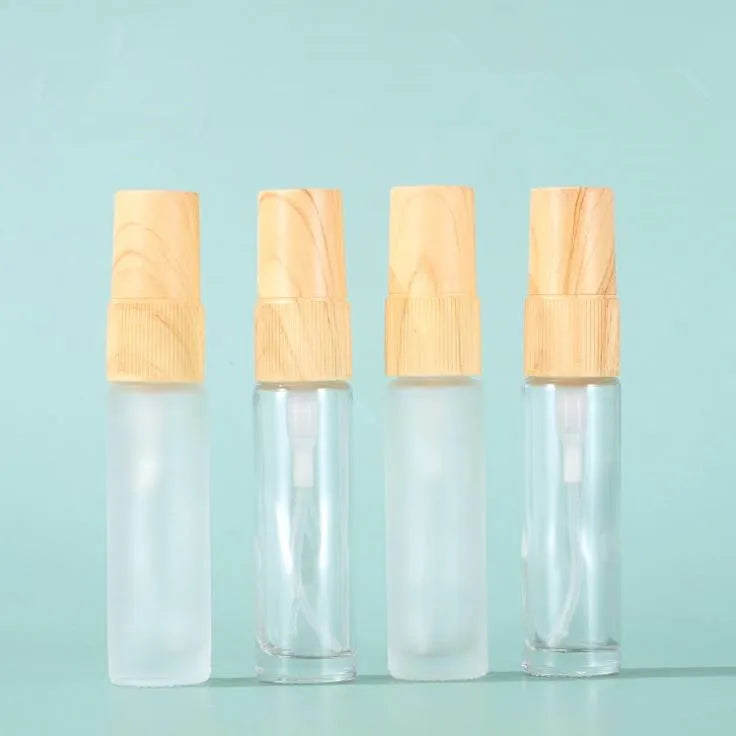 In Stock 5ml 10ml Frosted/clear Glass Spray Bottle With Wood Grain Spray for Perfume