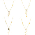 Korean Version of White Shell Butterfly Pearl Necklaces Titanium Steel Hollow Long Tassel Pendant Necklace for Women