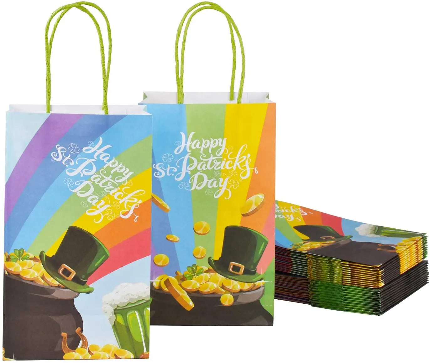 Saint Patrick's Day Irish Party Decorations Gift Bag Rainbow Green Kraft Paper Recycled Materials ZHEJIANG Craft for Candle Use