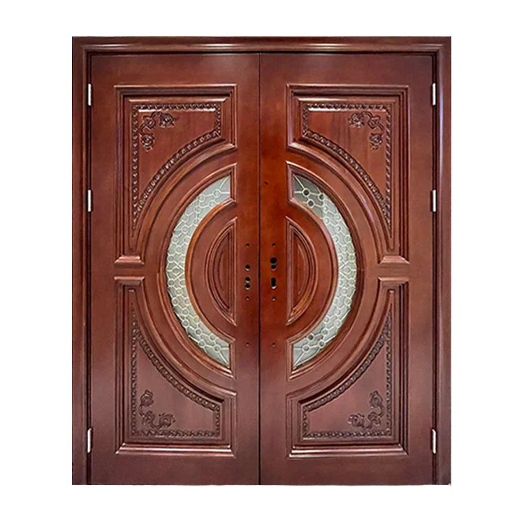 Luxury Single Panel Solid Wooden Interior Door Soundproof Modern Simple Design with Villa Manual Application Finished Surface