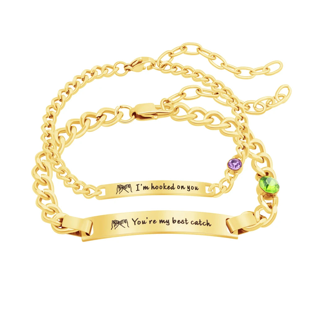 Custom Couples Stainless Steel Bracelet for Friendship Relationship Matching Couple Jewelry Gift