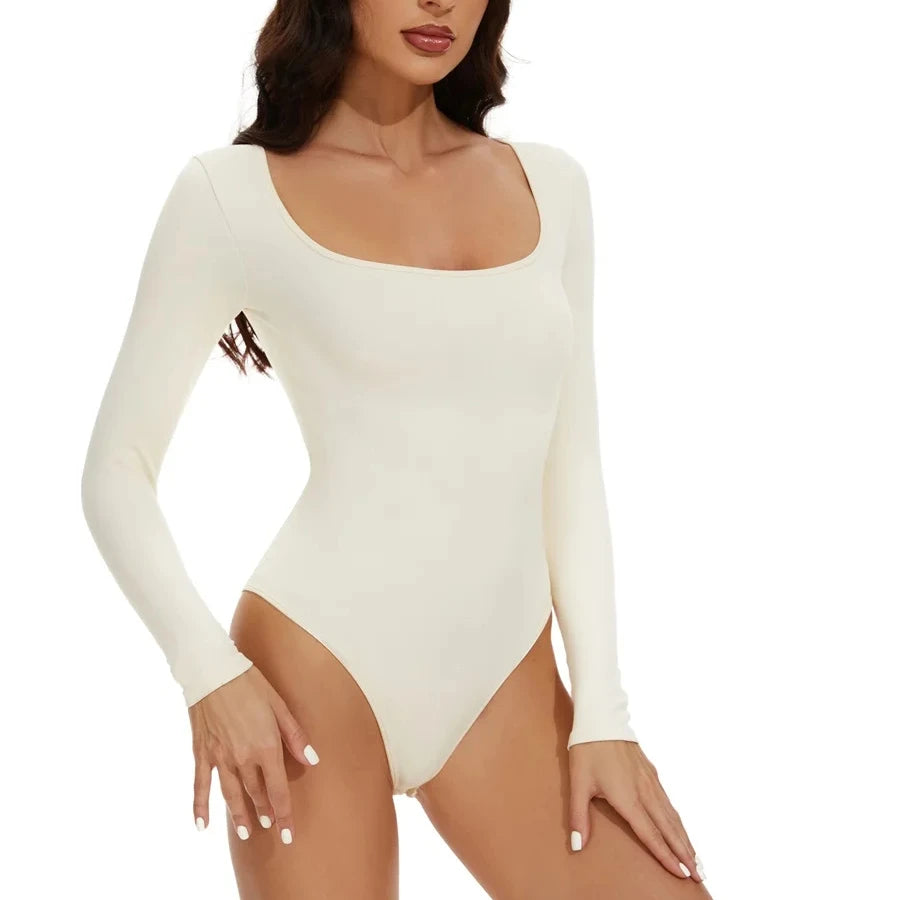 675215 Deep U Chest Neck Long Sleeve Women Full Body Shaping Shapewear Bodysuits Shapewear Thong