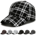 Autumn and Winter Female Black and White Check Tweed Cap 6 Panel Hat Fashion Women Hat Lady Sports Caps  Baseball Cap