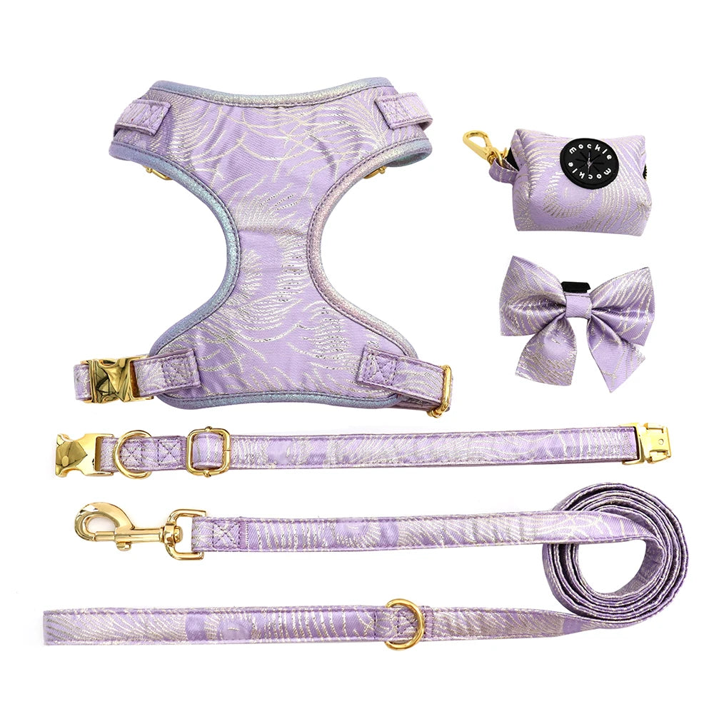 2024 New Arrival Soft Padded Print Logo Dog Leash and Collar Custom Bulk Designer Luxury No Pull Dog Leash and Harness