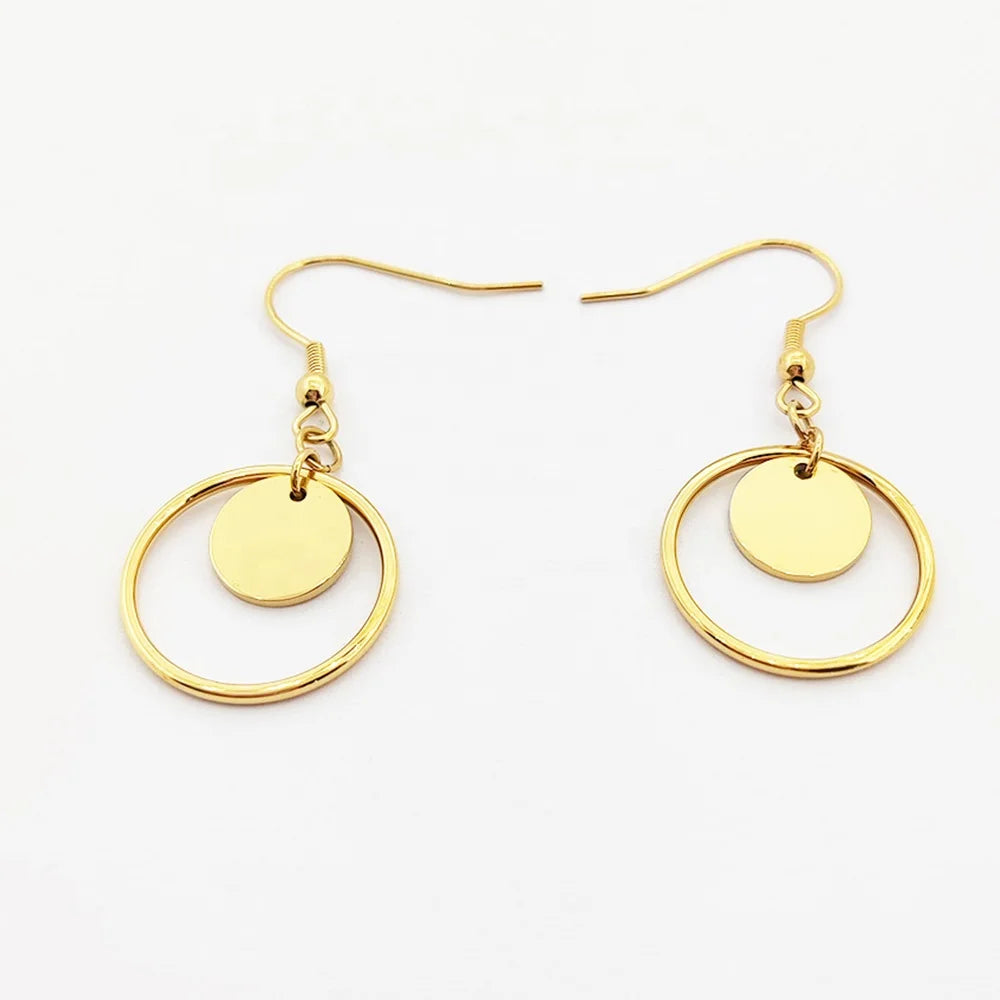 Round Earrings Women Boucles D'oreilles En Acier Inoxydable Gold Hoop Earring Pendientes De Acero Inoxidable Dangle Earrings