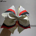 Custom Made Youth Team Bow Ponytail Holder Cheerleading Bow Glitter Cheer Bows Rhinestone Black Red Team Allstar Cheerleader