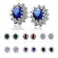 CAOSHI Beautiful Party Gifts Sun Flower Earrings Multi Colors Cubic Zirconia Colorful Oval Flowers Silver Stud Earring for Women