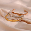 Punk Non Tarnish Plain Cuff Bangles Rose Gold Silver Gold Plated Three Dimensional Square Stainless Steel Bangles