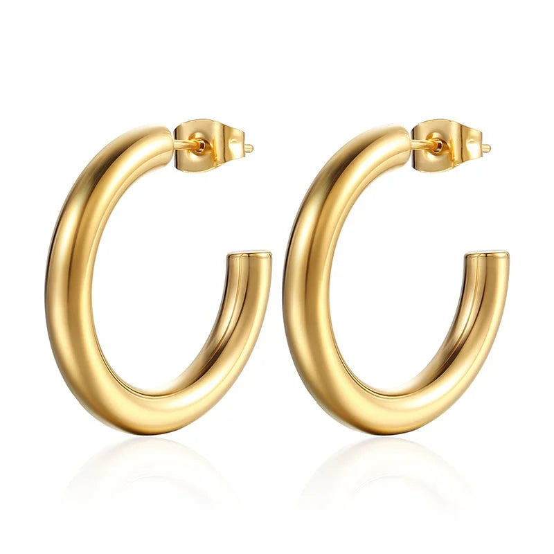 Wholesale 18K Gold Plated Stainless Steel Minimalist Earrings Trendy Ear Rings for Women for Party or Gift