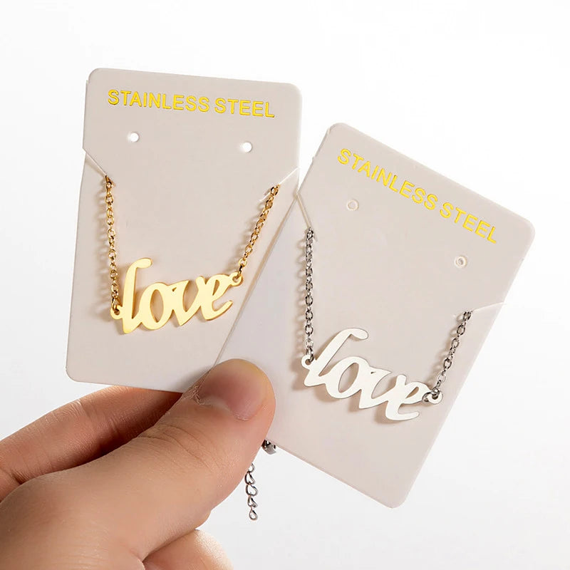 New Arrive Non Tarnish Silver 18K Gold Plated Stainless Steel Women Charm Letter Love Bracelet Jewelry for Couple