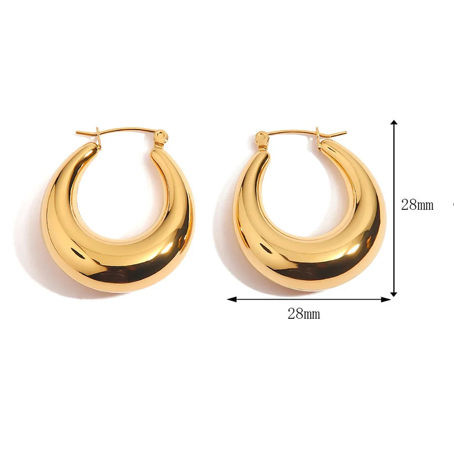 Thick Lightweight Gold Hoop Earrings for Women 18K Gold Plated Stainless Steel Post Chunky Hoops Earring Jewelry