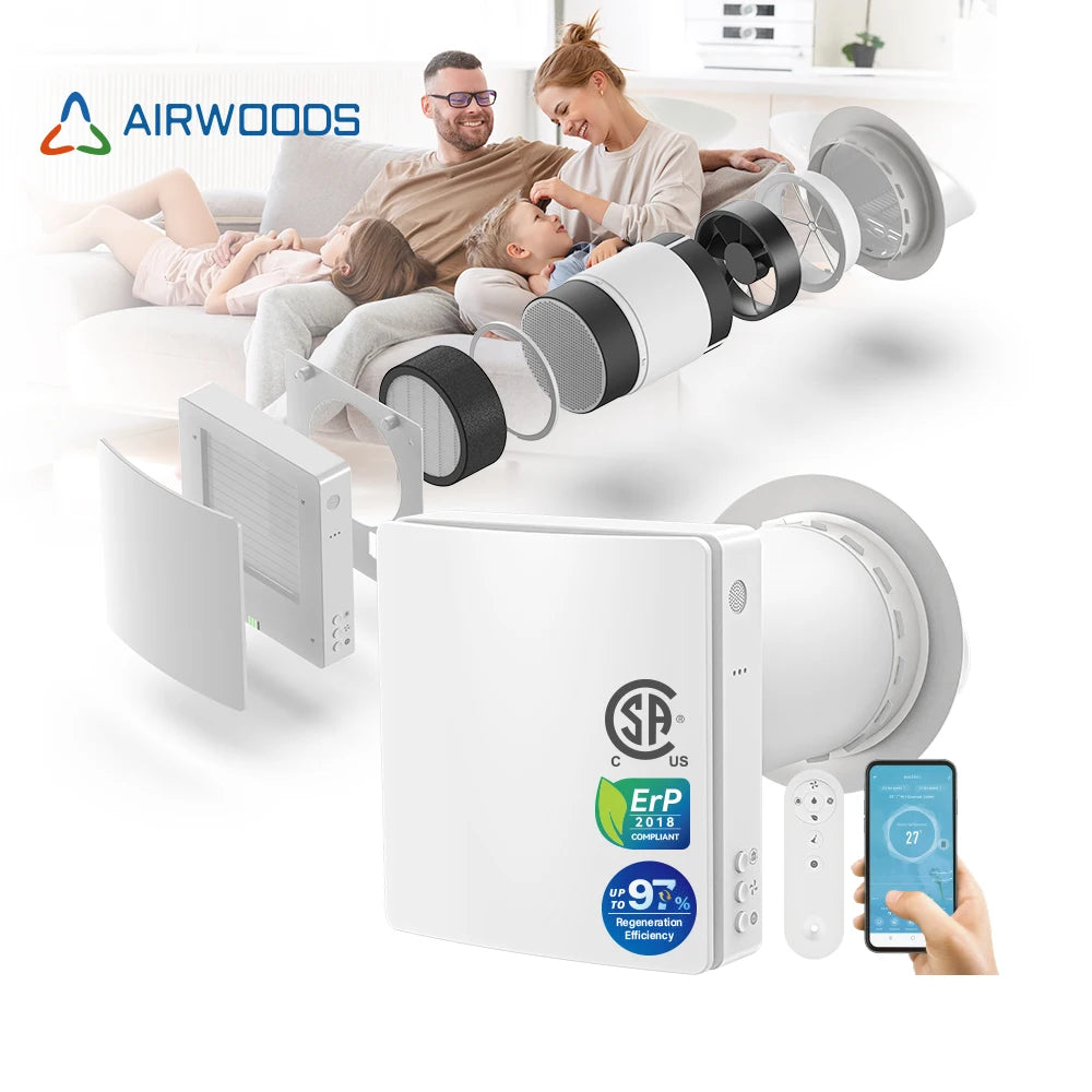 Wifi Control Wall Mounted Ventilation Systems House Ventilation Unit Fresh air Handling Unit with Heat Recovery