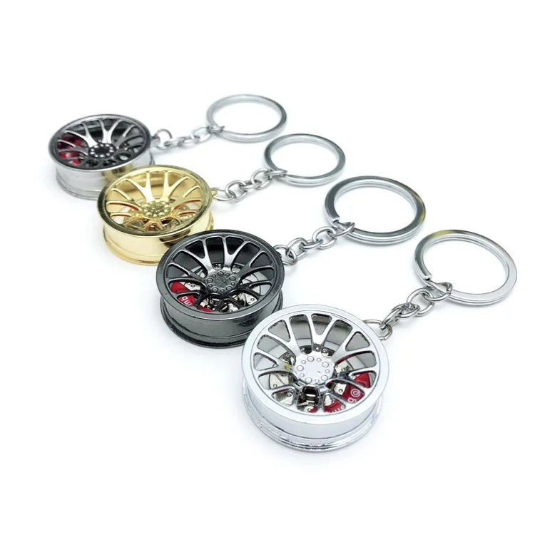 Creative Car Tire Keychain Car Enthusiasts Modify Wheel Hub Key Pendant With Brake Pads Business Gifts