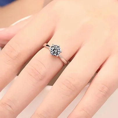 925 Sterling Silver Open Ring Classic Six Prong Diamond Ring Korean Sterling Silver Jewelry Wholesale