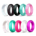 Thin Affordable 5.7mm Metallic Glitter Color Silicone Wedding Bands Comfort Fit Silicone Ring for Women Men