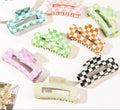 SongMay Sweet Fashion Elegant Classic 10.5cm Hair Claw Clip Durable PVC & PC Material Hair Accessory for Girls Checkered Prints