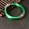 Bangle Bracelet Jewelry Inlaid on Jade Bangles for Women National Style Charm Bracelet Cat Eye Jade Open Bangle