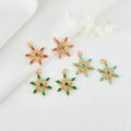 Fashion Jewelry Snowflake Design 14K Gold Plated Color Cubic Zircon Snowflake Shape Charm for Necklace Making Accessories