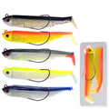 9.5cm 15g 30g Jig Head T Tail Silicone Shad Black Minnow Fish Bait Soft Plastic Fishing Lure Soft Plastics Fishing