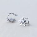 925 Sterling Silver Diamond Snowflake Earrings Simple Earrings Female Temperament Fashion People Joker Earrings