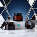 WOGU 15ml 30ml 50ml 100ml Slant Shoulder Lotion Serum Pump Spray Bottle Set Face Care Cosmetic Packaging Amber Glass Cream Jar