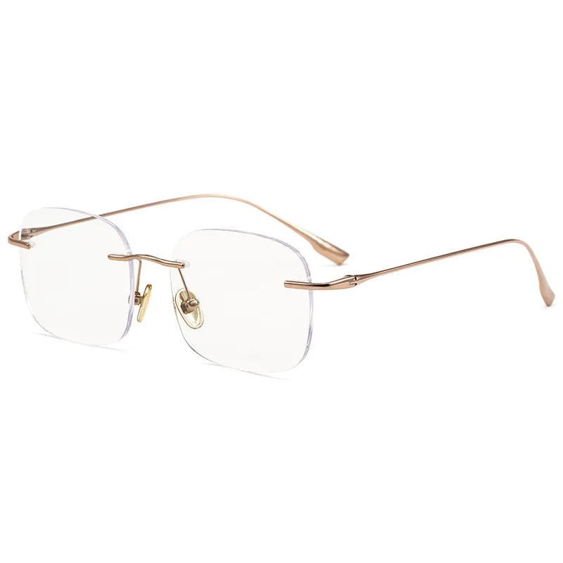 Xiaohongshu Retro Diamond Face Shape Titanium Frameless Eyeglasses Hot-Selling Blue-Light Protection Ultra-Light Print for Women