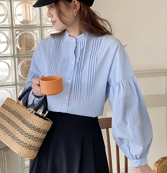 ML New Design Women Tops Striped Women's Blouse Shirt Striped Casual Loose Top Women Vintage Blouse