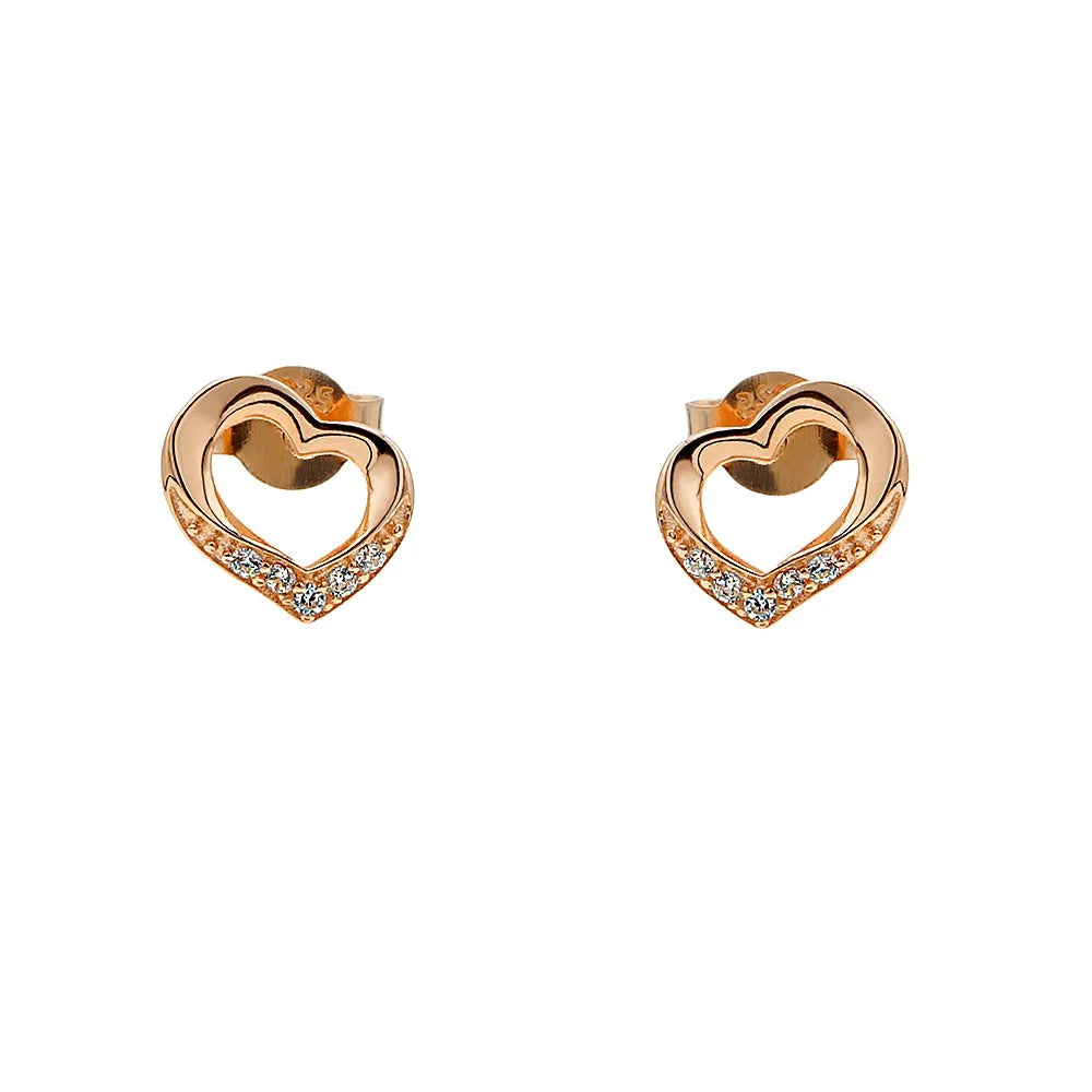 Love Gift Supplies Hollow Cute Design 925 Sterling Silver Heart Shape Stud Earring for Women