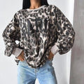 Hot Selling Leopard Print Solid Rib Hoodie Custom Color  Sweatshirt High Fleece Tracksuit Oversized Casual Autumn Wear