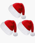 Santa Hats Plush Velvet Short Plush Christmas Hat White Fluffy Brim New Year  Xmas Holiday Party Decoration Kids Adults Size Red