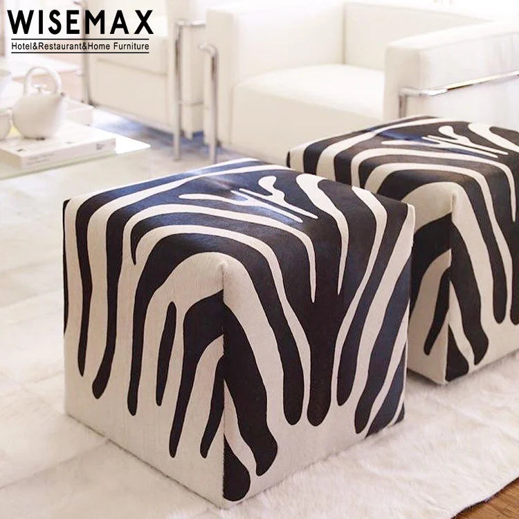 WISEMAX FURNITURE Modern Minimalist Design Hallway Living Room Low Pouf Stool Ottoman Pouf  Leather Stool for Home Villa