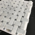 Carrara White Marble Mix Grey Dots Basketweave Mosaic Tiles Classic Bathroom Mosaic Tiles