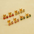 Cute Dainty New Design Stainless Steel 18K Gold Plated CZ Paved Tiny Bowknot Stud Earrings for Girls Fashion Jewelry