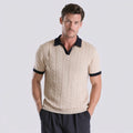 2026 Summer Collection Men's 100% Cotton Pique for Polo Shirt Contrast Tipped Collar Zipper Short Sleeve Golf Breathable Knitted