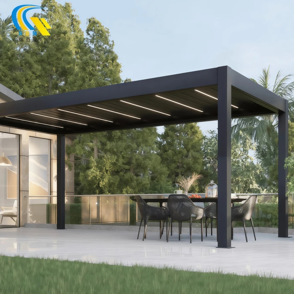 Latest Economical Style Outdoor Manual Aluminum Louver Roof and Metal Garden Pergola Waterproof with Powder Coated Frame
