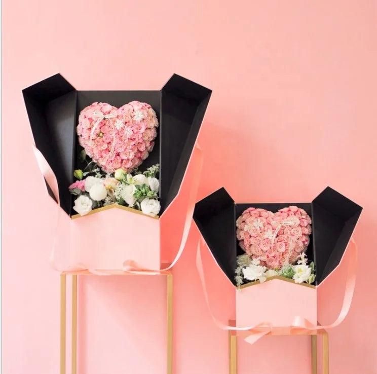 Soap Flower Mother's Day Tanabata Bat Flower Box Rectangular Double Door Satin Rose Flower Creative Packaging Box