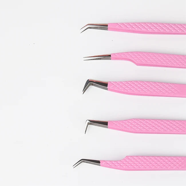 Custom Logo Eyelash Extension Tweezers Private Label Fiber Tip Lash Tweezers Eyelash Extension Supplies