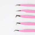 Custom Logo Eyelash Extension Tweezers Private Label Fiber Tip Lash Tweezers Eyelash Extension Supplies