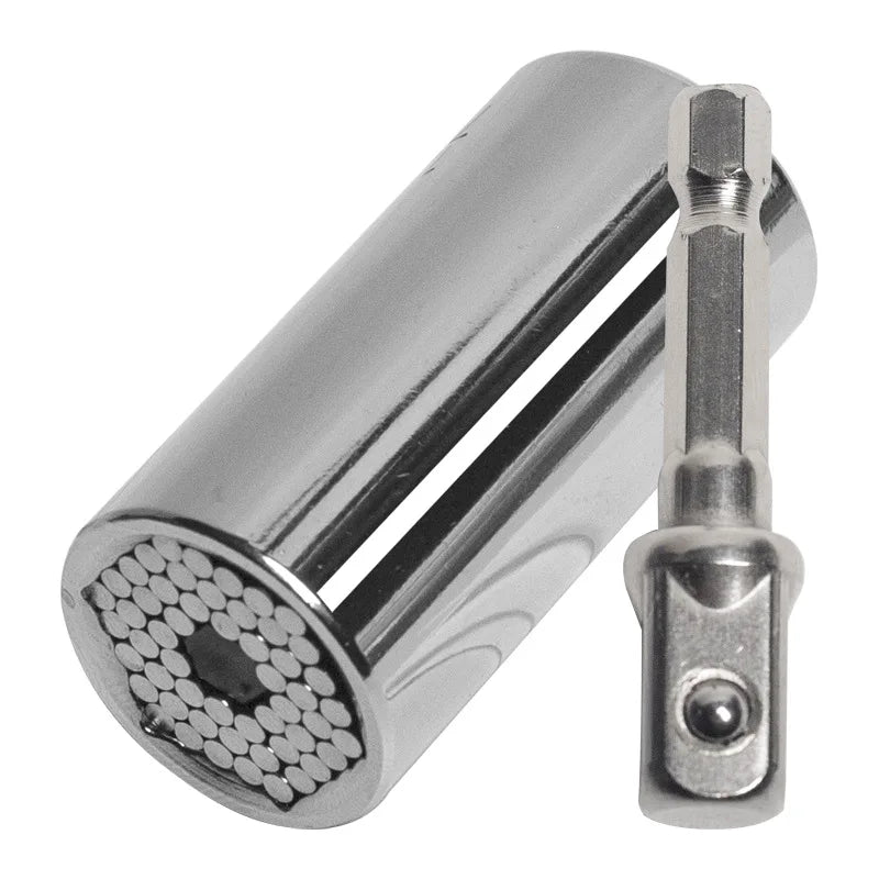 Yunbei 7-19mm Metric Inch Socket 3/8 Hex Shank Receiver with Silver Ratchet Sockets 1/4 -3/4 Tool Set