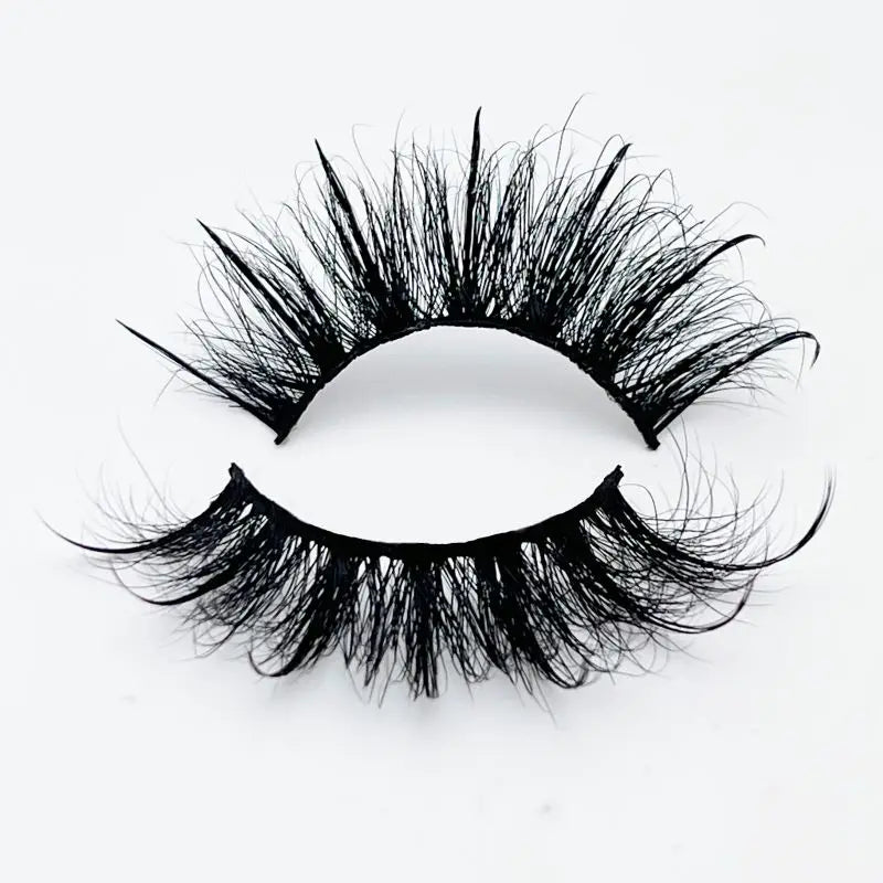 2023 New Luxury Fur Eyelashes Mix Shiny Black Strips 25mm Full Strip Lashes for Reusable Custom Logo Wispy Messy False Eyelashes