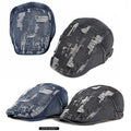 Distressed Denim Cotton Jean Flat Caps Denim Ivy Newsboy Men Women
