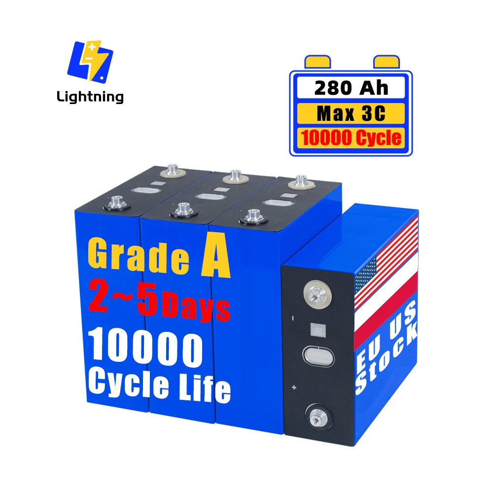 10000 Cycle 280Ah Grade a Rept Battero Tech Cells Lifepo4 Battery for DIY 12V 24V 48V RV Camping Car Golf Cart Home Energy