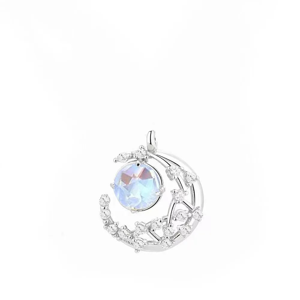 AA00562 Gentle Moon Pendant Full Diamond Moon Charms for Necklace Diy Accessory