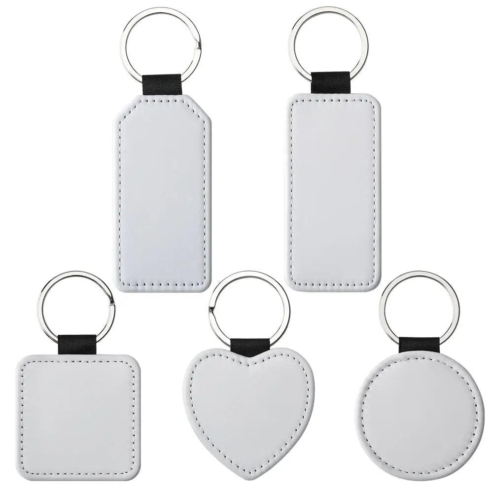 Factory Directly Hot Sell White Pu Leather Keyring Blanks Sublimation Keychain