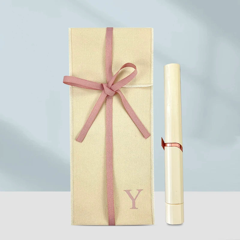 Custom Print Ribbon Beige Cream White Soft Cotton Linen Envelope Gift Dust Bags Storage Bag for Forks Spoons Pens Lipsticks